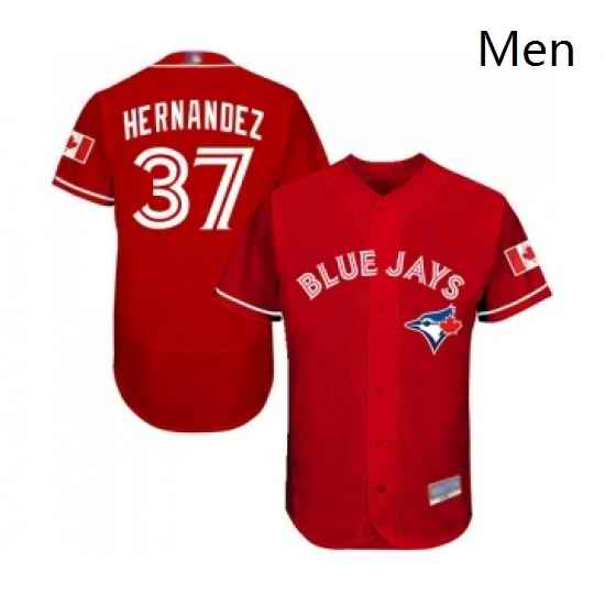 Mens Toronto Blue Jays 37 Teoscar Hernandez Scarlet Alternate Flex Base Authentic Collection MLB Jersey